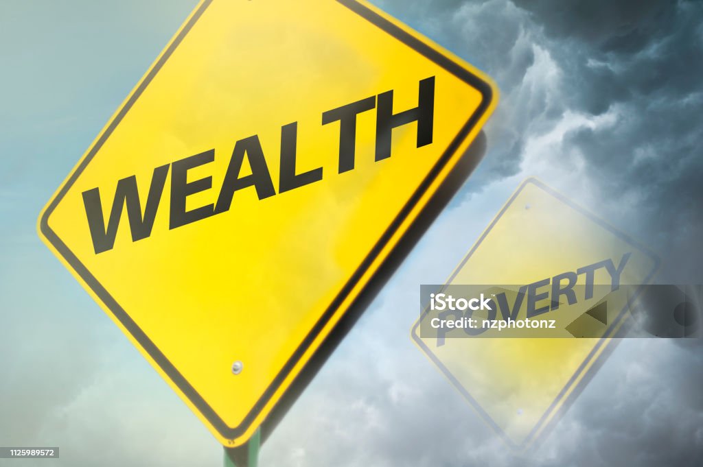 Wealth or POVERTY / Warning sign concept (Click for more) Imbalance Stock Photo