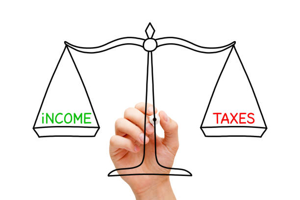 istock Income Taxes Balance Scale Concept 1125992882