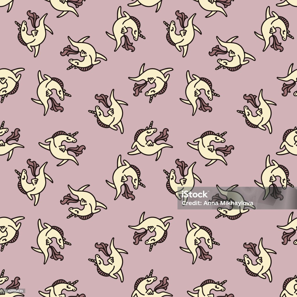 Cute illustration for childrens textile. Seamless pattern. Soft colors. White unicorns. for childrens textile. Seamless pattern. Soft colors. White unicorns Animal stock vector