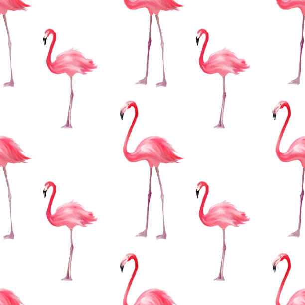 istock Seamless pattern with pink flamingo. Purple bird background. Good for textile, greeting card, t-shirt print and other design. 1125997734