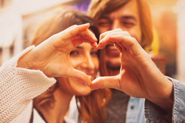 Heart shape from couple hands, Istanbul stock photo