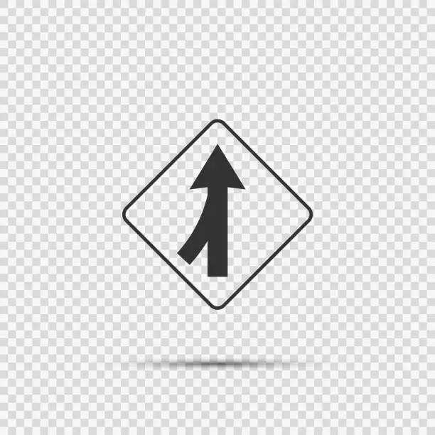 Vector illustration of Lanes merging left sign on transparent background