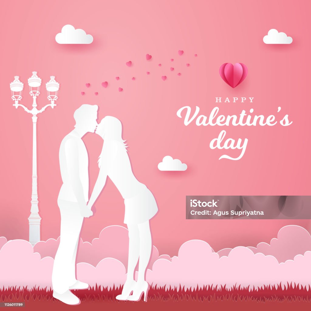 Bối Cảnh Ngày Valentine Cặp Đôi Lãng Mạn Hôn Và Nắm Tay Nhau Trên ...