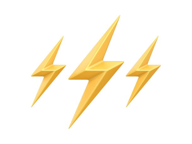 Weather icon THUNDER 3D Weather icon THUNDER 3D render illustration isolated on white background thunder bolt 3d stock pictures, royalty-free photos & images