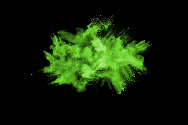 istock Green powder explosion on black background. Colored cloud. Colorful dust explode. Paint Holi. 1126016088