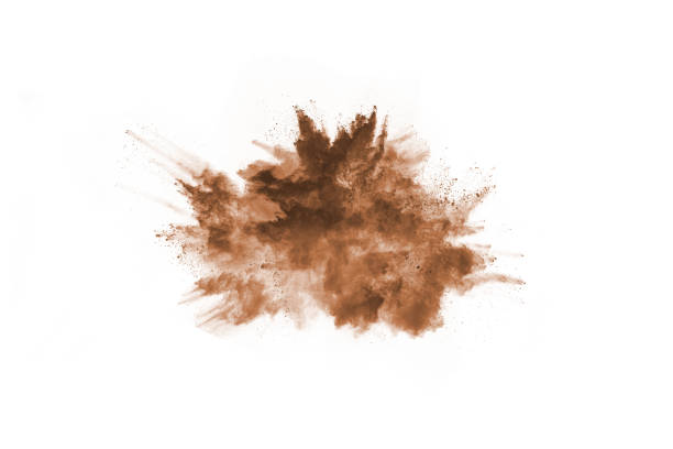 istock Brown powder explosion isolated on white background. 1126016163