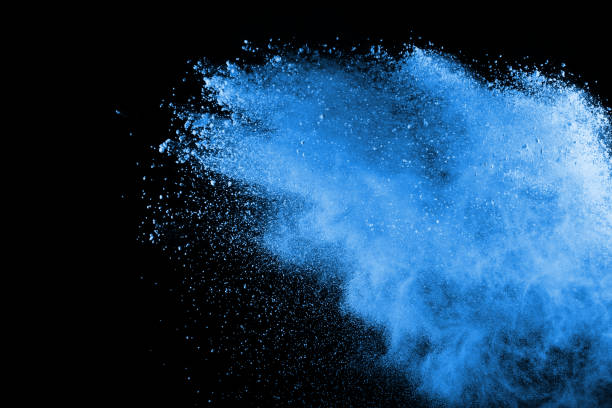 istock Blue powder explosion on black background. Colored cloud. Colorful dust explode. Paint Holi. 1126016205