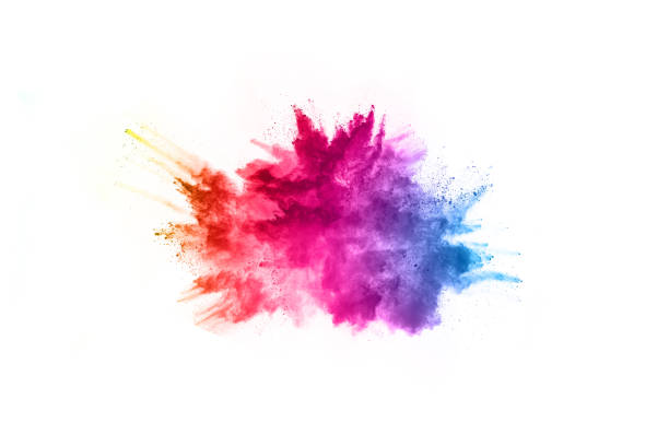 Abstract powder splatted background. Colorful powder explosion on white background. Colored cloud. Colorful dust explode. Paint Holi.