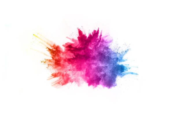 Abstract powder splatted background. Colorful powder explosion on white background. Colored cloud. Colorful dust explode. Paint Holi. Explosion of colored powder on white background ,Freeze motion of color powder exploding/throwing color powder, multicolored glitter texture. color image stock pictures, royalty-free photos & images