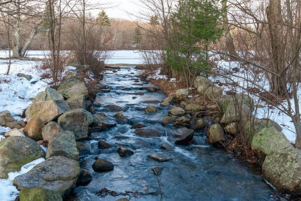 Stream bed for runoff from leach pond in Borderland State Park