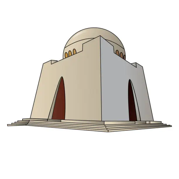 Vector illustration of Detailed vector/illustration of Mazar-e-Quaid situated in Karachi Pakistan