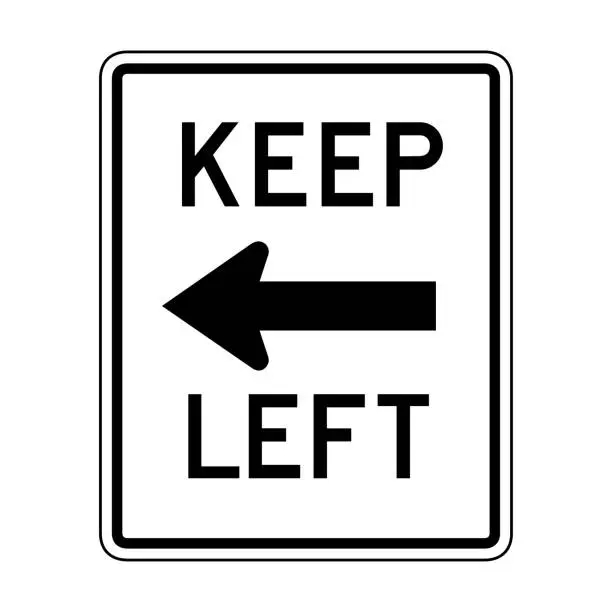 Vector illustration of Keep left sign illustration of roadsign isolated on white background