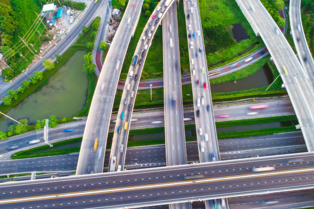 istock Expressway transport traffic road with vehicle movement logistic concept 1126023172