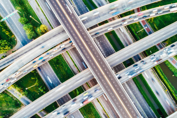 istock Expressway transport traffic road with vehicle movement logistic concept 1126023950