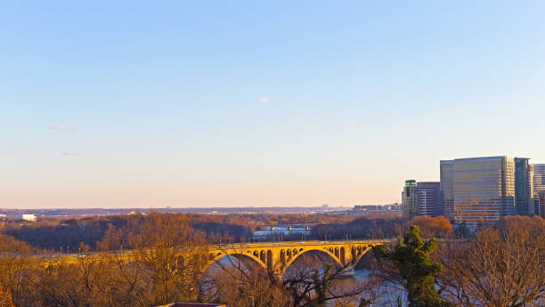 istock Washington DC suburban panorama along Potomac River in winter, USA. 1126035183