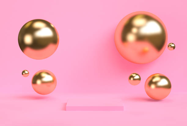 istock Gold and Pink abstract Minimalist Style ,3D render. 1126036359