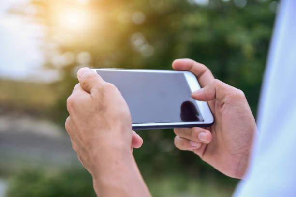 People holding mobile smart phone for using shopping online by internet network and communication