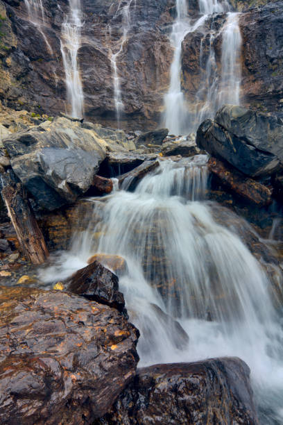 jasper national park in alberta canada - tangle falls imagens e fotografias de stock