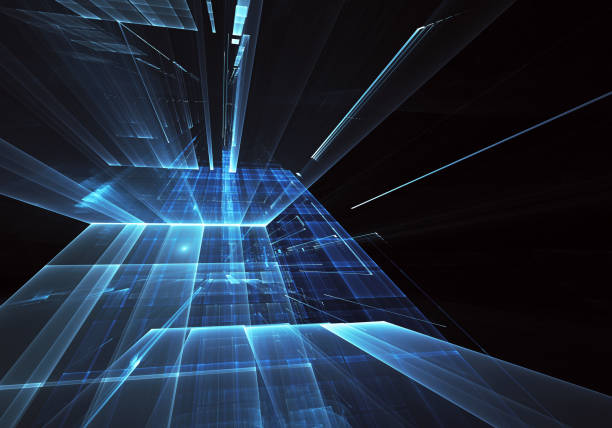 istock Abstract 3D fractal background, texture. Virtual Neon City 1126039455