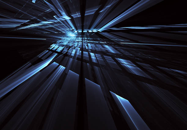 istock Abstract 3D fractal background, texture. Virtual Neon City 1126039609