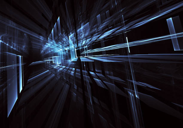 istock Abstract 3D fractal background, texture. Virtual Neon City 1126039613
