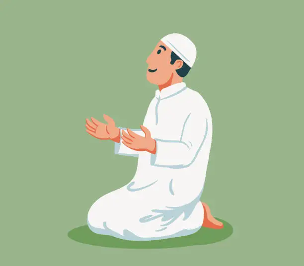 Vector illustration of Moslem Sit And Pray