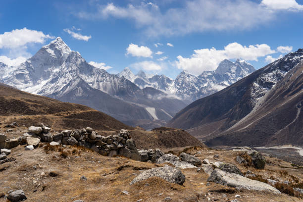 istock Panoramic view of Himalayas mountain range from Thukla pass in Everest base camp trek, Nepal 1126043135