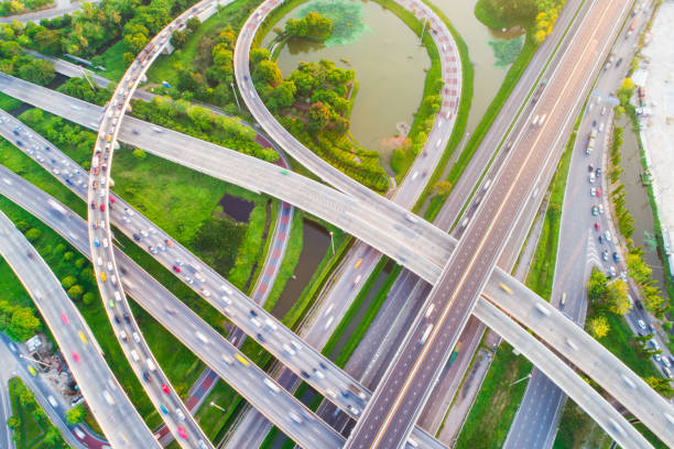 istock Expressway transport traffic road with vehicle movement logistic concept 1126046095