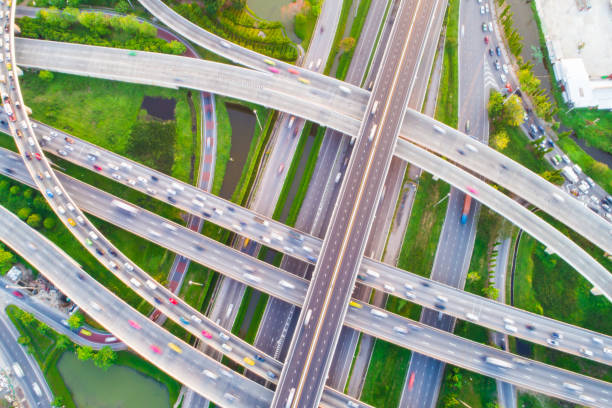 istock Expressway transport traffic road with vehicle movement logistic concept 1126046113