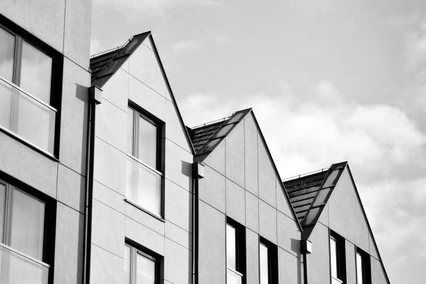 istock Facade of a modern apartment building. Black and white. 1126047605