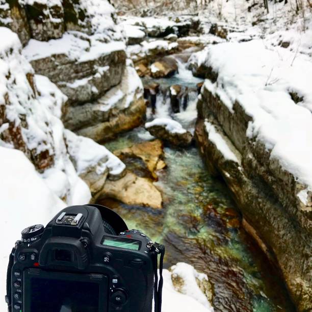 istock Shooting river canyon in winter morning 1126048312