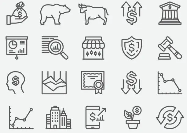 Vector illustration of Stock Market Line Icons