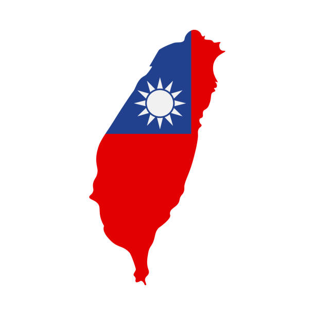 Map of Taiwan with flag inside. Taiwan map vector illustration Map of Taiwan with flag inside. Taiwan map vector illustration taiwan stock illustrations