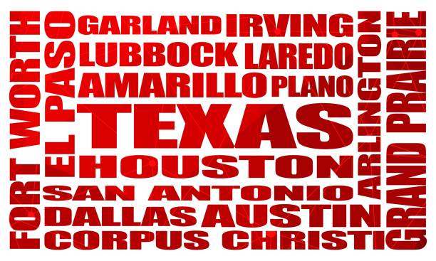 Texas state cities list Image relative to USA travel. Texas cities and places names cloud. corpus christi map stock illustrations