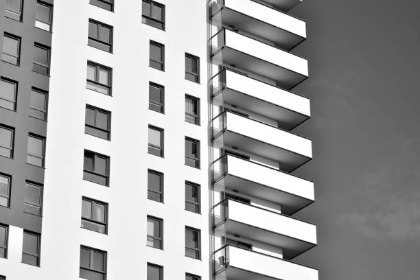 istock Facade of a modern apartment building. Black and white. 1126051024
