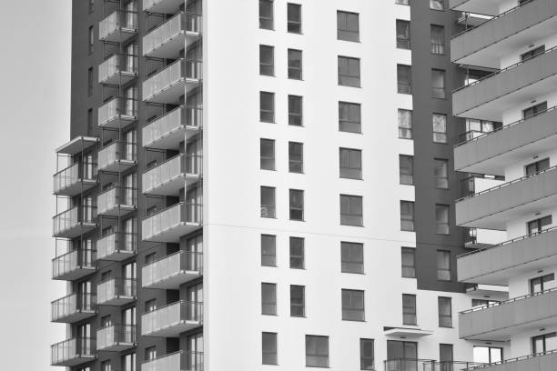 istock Facade of a modern apartment building. Black and white. 1126051099