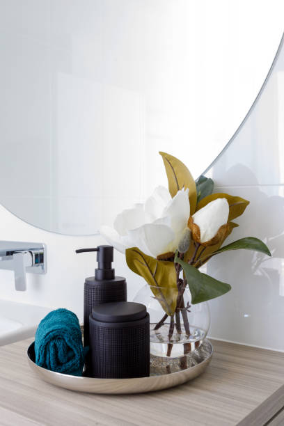 detalle de cuarto de baño moderno - decoración para el hogar - jabonera fotografías e imágenes de stock