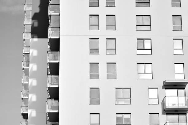 istock Facade of a modern apartment building. Black and white. 1126053606