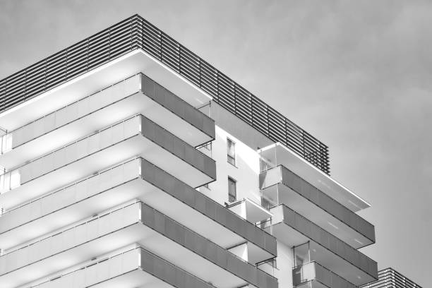 istock Facade of a modern apartment building. Black and white. 1126055881