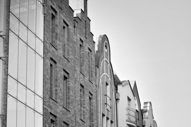 istock Facade of a modern apartment building. Black and white. 1126056311