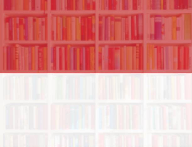 istock Indonesia flag with full book shelves background 1126058725