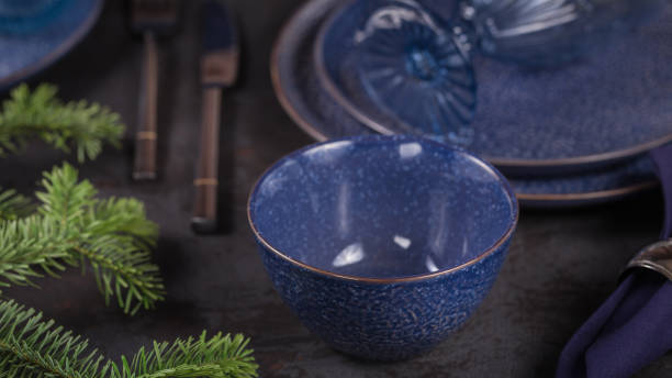 istock Dark blue christmas decoration with fir-tree branch. 1126063780