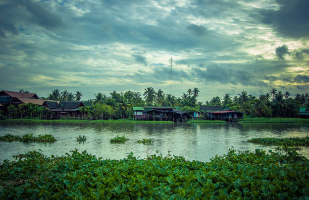 istock Overcast sky during sunset along Tha Chin river(Maenam Tha Chin),Nakhon Pathom,Thailand 1126065014