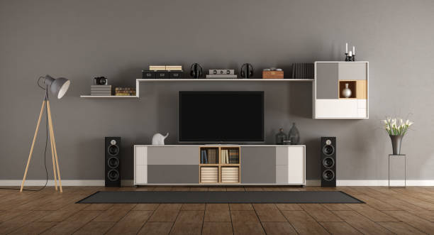 istock Minimalist room with home cinema system 1126065738