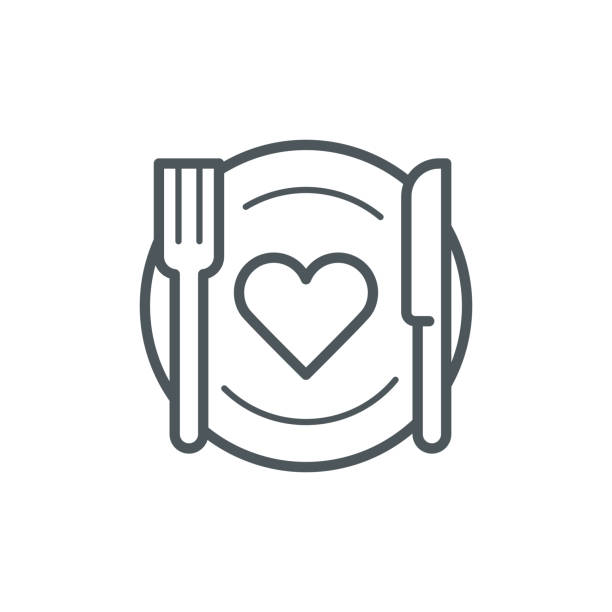 ilustrações de stock, clip art, desenhos animados e ícones de romantic dinner icon - healthy food
