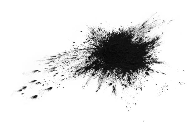istock Black printer toner stain isolated on white 1126075234