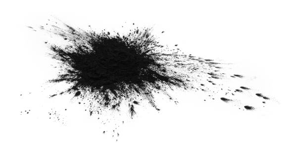 istock Black printer toner stain isolated on white 1126075235
