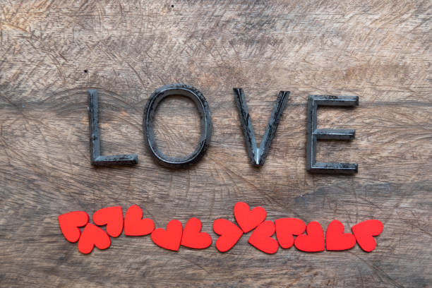 Valentines day red heart on old wood. Holidays card with copy space