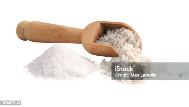 Coarse Salt And Refined Salt Isolated On White Background Stock Photo - Download Image Now