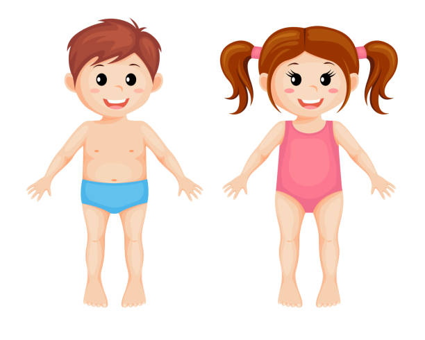 Parts Of Body Cute Cartoon Boy And Girl Stock Illustration - Download Image  Now - Boys, The Human Body, Child - iStock
